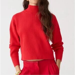 J. Crew Cherry Red Ribbed Turtleneck Sweater in Stretch Yarn Size XXL